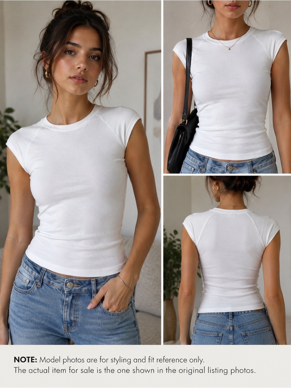 ZARA White Cap Sleeve Fitted Tee Minimal Basic Top XS